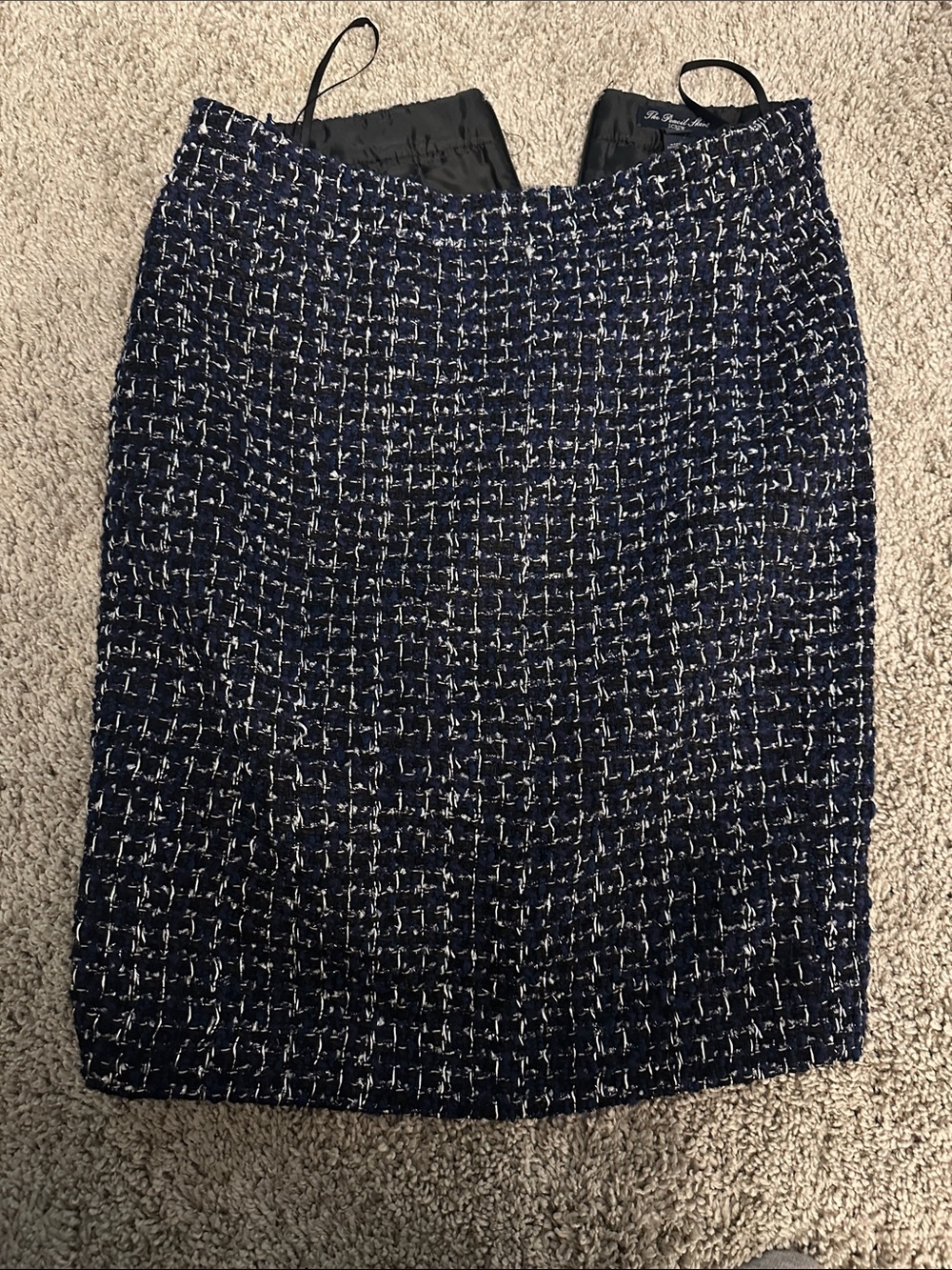Classic Navy Tweed Pencil Skirt